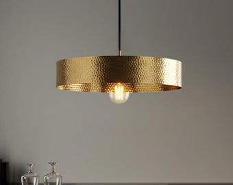 Hand Hammered Moroccan Pendant Light: Copper or Brass Dome Lamp