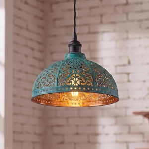 Vintage Copper Pendant Light | Handcrafted Ceiling Lamp | Moroccan Traditional  Lighting Style