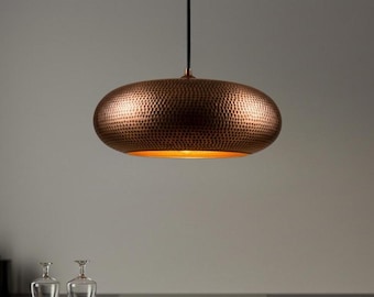 Handmade Copper Lamp Shade - Moroccan Pendant Light - Boho Ceiling Lighting Fixture