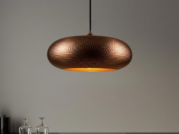 Handmade Copper Lamp Shade - Moroccan Pendant Light - Boho Ceiling Lighting Fixture