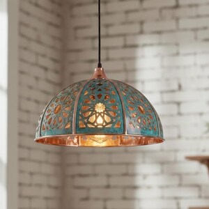 Handcrafted Decorative Copper Ceiling Lamp, Rustic Kitchen Island Pendant | Moroccan Made