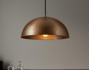 Hammered Copper Pendant Light – Artisan Moroccan Ceiling Lamp