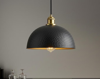 Handmade Dome Black Copper Pendant Light: Rustic Island Lighting
