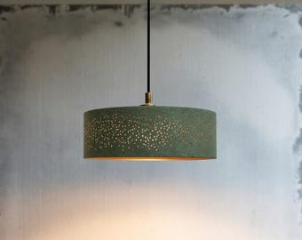 Handmade Moroccan Copper Pendant Light: Green Patina Dome Lighting