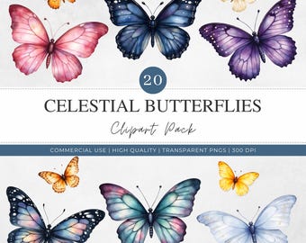 Celestial Butterfly Clipart | Sun and Moon Wings | Starry Night ...