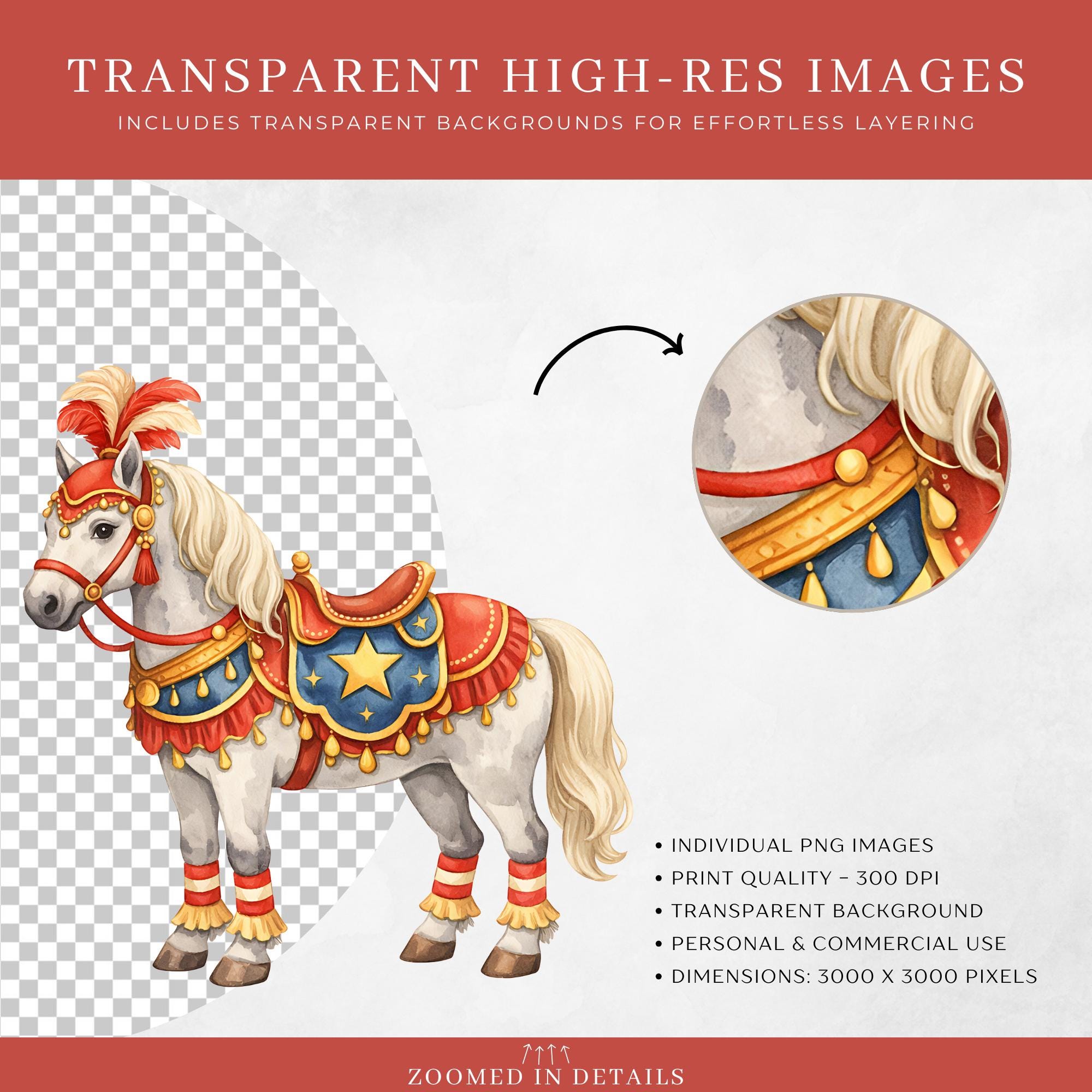 Vintage Circus Watercolor Clipart | Carnival Animals, Performers ...