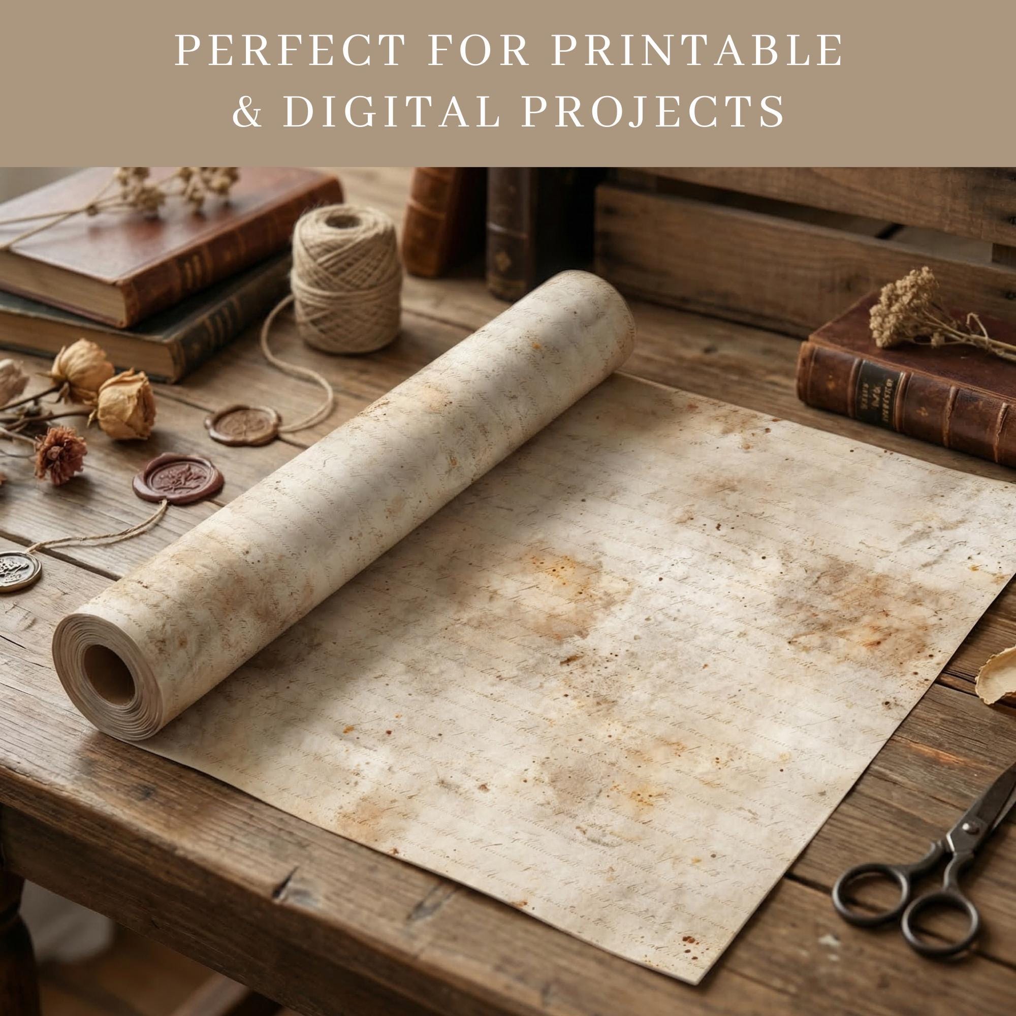 Aged Manuscript Seamless Patterns, Vintage Parchment Digital Papers ...