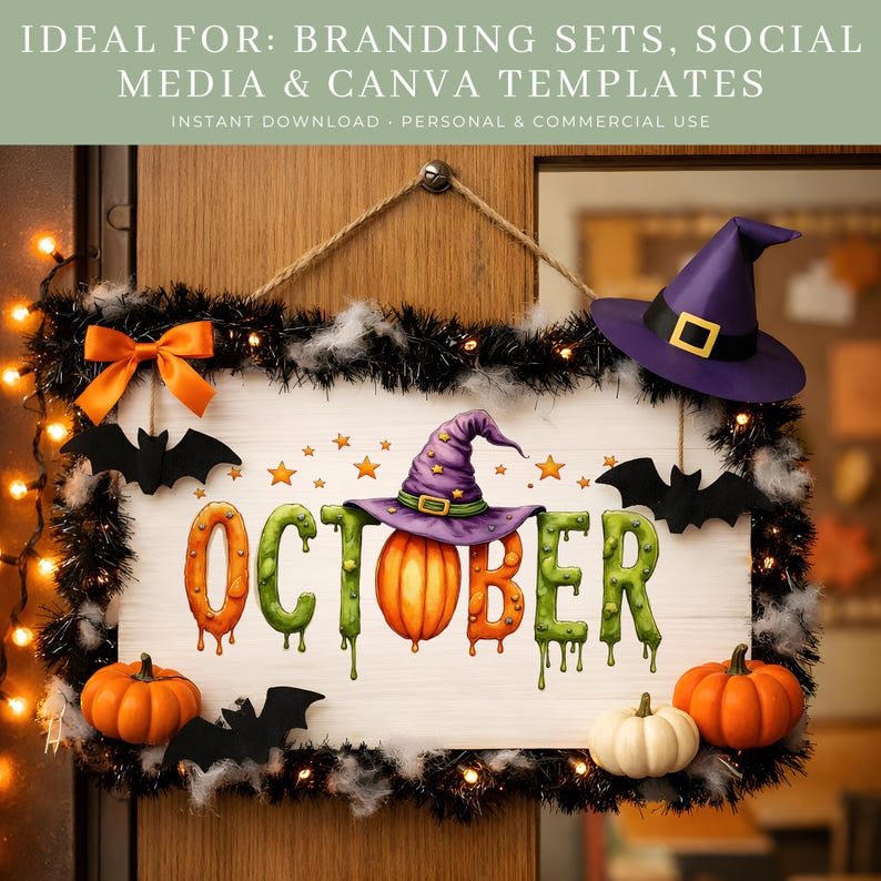 October Dripping Months of the Year Watercolor Clipart | 24 Monthly Names PNG | Seasonal ...