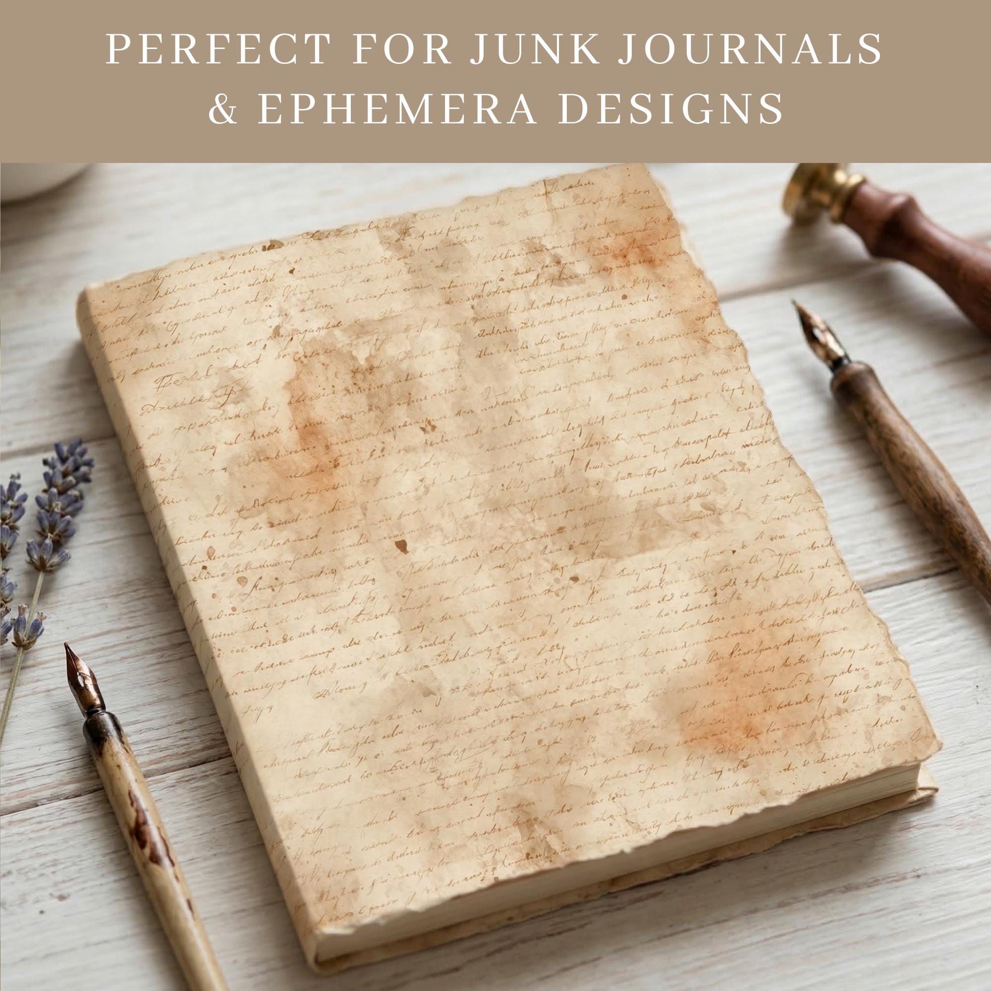 Aged Manuscript Seamless Patterns, Vintage Parchment Digital Papers ...