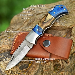 Handmade Damascus Steel Folding Knives, Camping Knives, Personalized Knife, Pocket Knife, Gifts For Him, Birthday Gifts, Christmas Gifts.