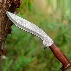 Handmade Damascus Steel Kukri Knife, Bushcraft Kukri Knife, Hunting Knife, Best Knives, Gift for him, Birthday Gift, Anniversary Gift,