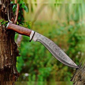 Handmade Damascus Steel Kukri Knife, Bushcraft Kukri Knife, Hunting Knife, Best Knives, Gift for him, Birthday Gift, Anniversary Gift,