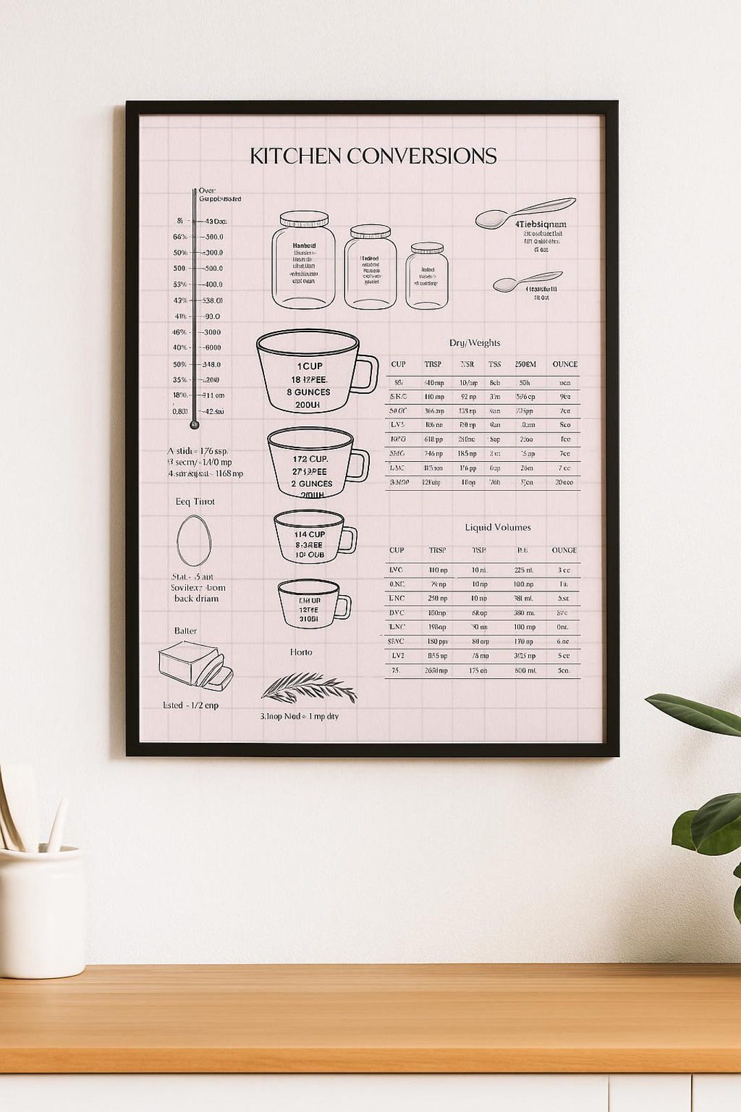 Kitchen Conversions Chart – Printable Cooking Cheat Sheet – A4 PDF ...