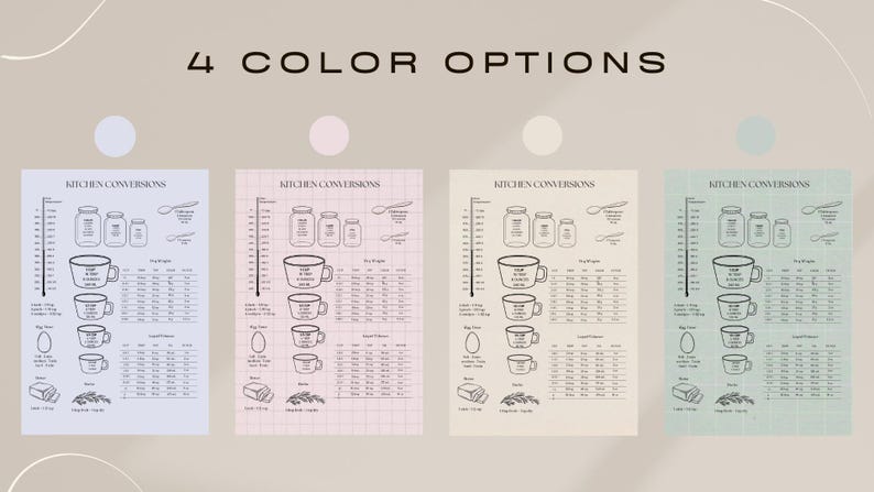 Kitchen Conversions Chart – Printable Cooking Cheat Sheet – A4 PDF ...