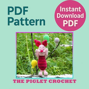 Padrão de Leitão de Crochê em PDF | Leitão de Pelúcia Amigurumi | Amigo Clássico de Desenho Animado DIY | Padrão de Bichinho de Pelúcia Macio para Download Instantâneo