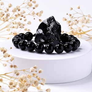 Black Onyx Bracelet Natural Stone of Protection and Strength