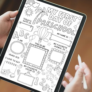 Kleurplaat eerste dag kleuterschool - terug naar school - werkblad alles over mij - direct downloaden afbeelding 2