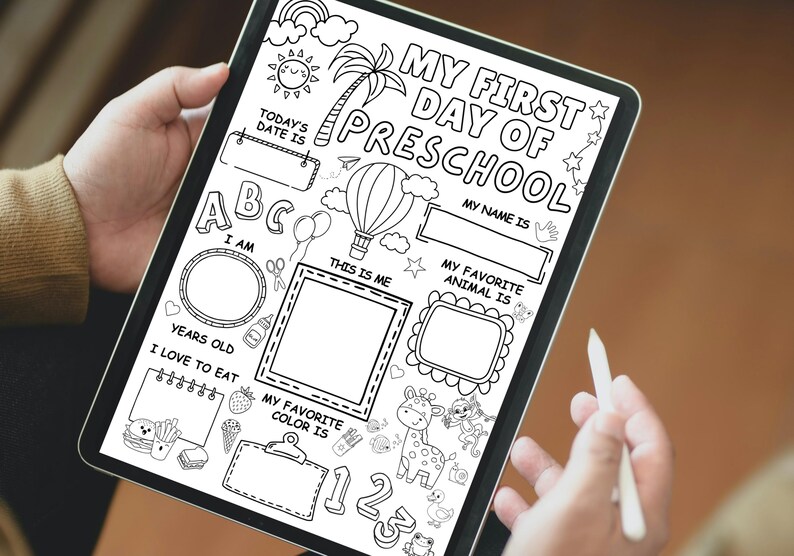 Kleurplaat eerste dag kleuterschool - terug naar school - werkblad alles over mij - direct downloaden afbeelding 2