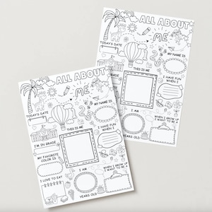 All About Me Worksheet Printable – First Day of School Coloring Page – Kids Classroom Activity image 6