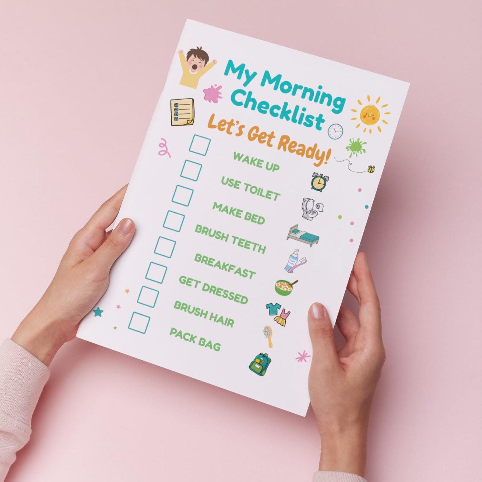 Morning Routine Kids Checklist - Daily Schedule Visual - Toddlers ...