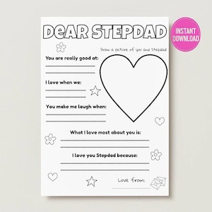 Father's Day Craft - Step dad gift - Classroom activity – Fill the Blank - Printable Worksheets