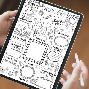 All About Me Worksheet Printable – First Day of School Coloring Page – Kids Classroom Activity image 2