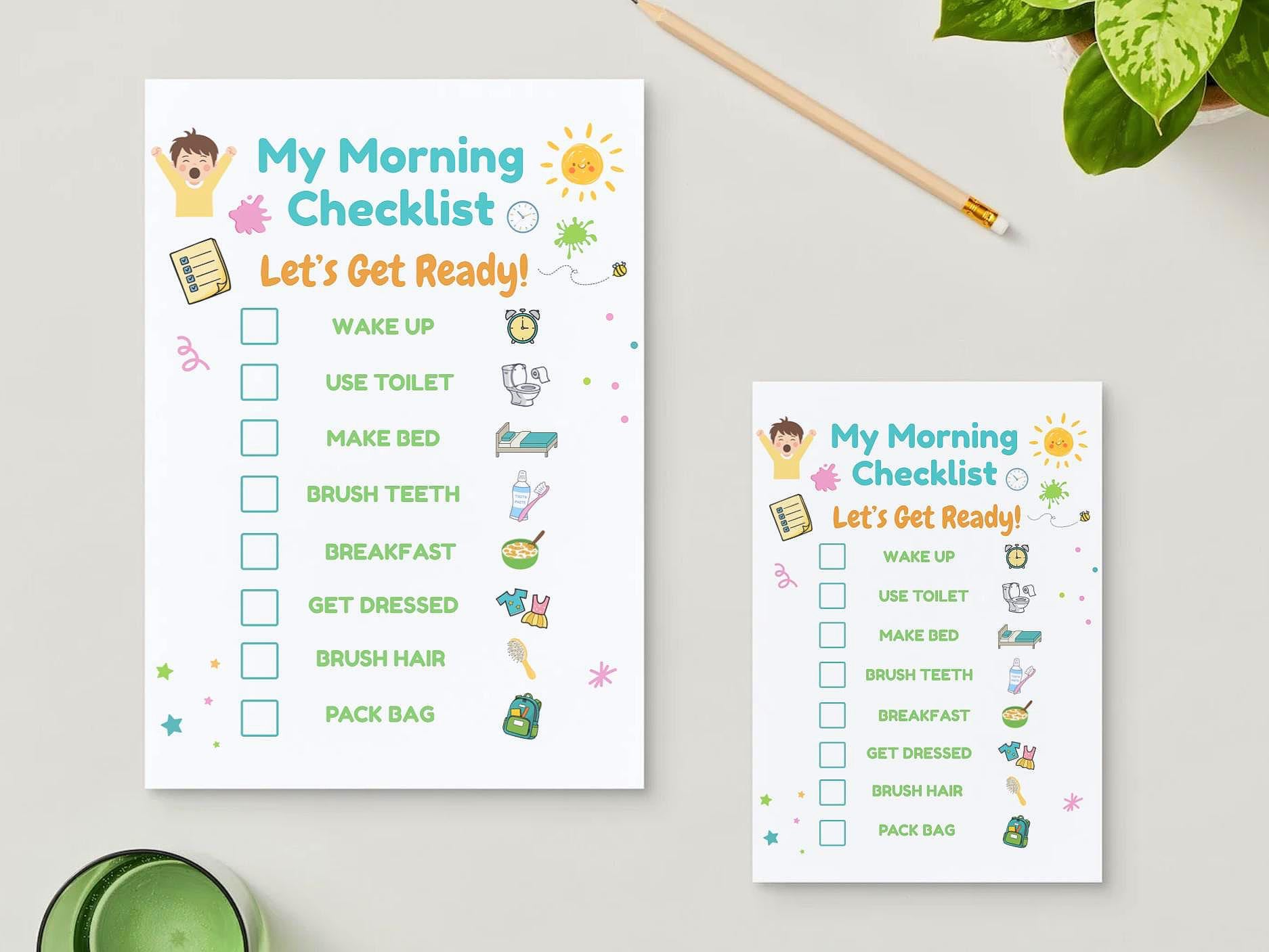 Morning Routine Kids Checklist - Daily Schedule Visual - Toddlers ...