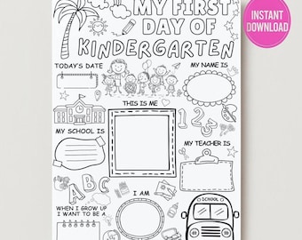 Kleurplaat Eerste dag kleuterschool - Terug naar school-activiteit - Werkblad Alles over mij (pdf)