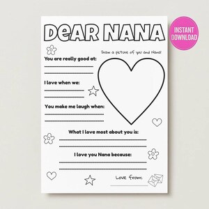Grandma Craft – Gift for Nana - Grandparent's Day – Mothers kids activity - Preschool Worksheets