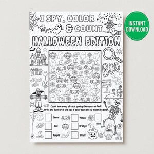Halloween Activity PDF - Color and Count Puzzle - Number Worksheet - Homeschool resources - Coloring sheets