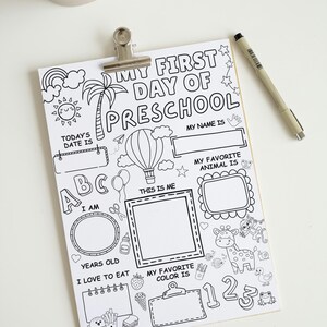 Kleurplaat eerste dag kleuterschool - terug naar school - werkblad alles over mij - direct downloaden afbeelding 3