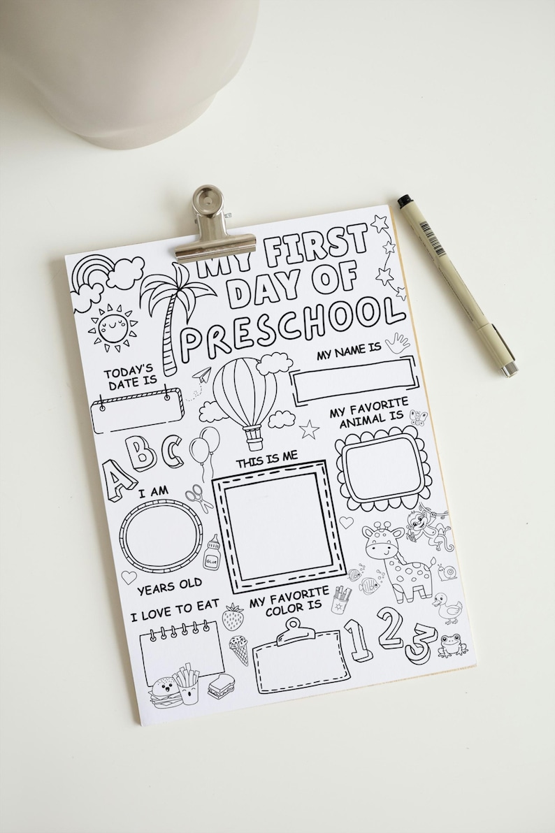 Kleurplaat eerste dag kleuterschool - terug naar school - werkblad alles over mij - direct downloaden afbeelding 3
