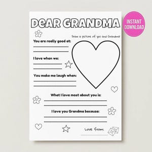 Grandma Craft Activity – Grandparents Day – Gift for Grandmother – Fill the Blank - Worksheets PDF