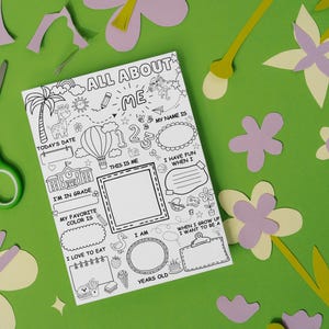 All About Me Worksheet Printable – First Day of School Coloring Page – Kids Classroom Activity image 5