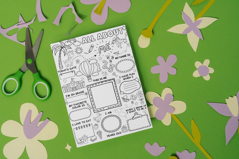 All About Me Worksheet Printable – First Day of School Coloring Page – Kids Classroom Activity image 5