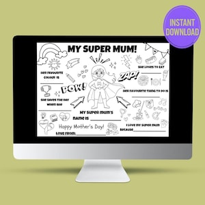 Mother's Day Craft - Fill the blank - About mum - Coloring page - AUS UK version