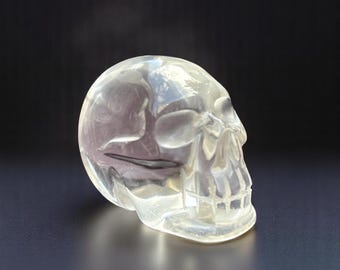 Lemurian Quartz Crystal Skull: Hand-Carved Clear Quartz, Reiki Healing (7cm)
