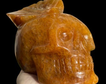 Golden Healer Crystal Skull with Leaf Crown