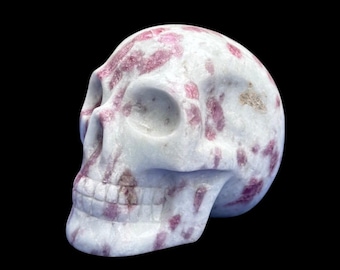 Pink Tourmaline in Albite Crystal Skull – Hand Carved in Brazil, 0.73kg