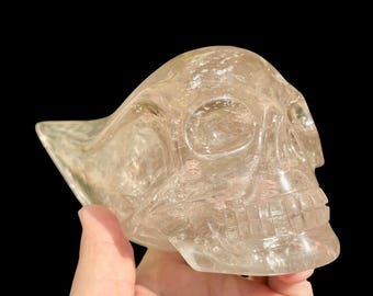 Smoky Quartz Traveler Skull with Rainbows by Walmere | Brazilian Hand-Carved Traveler Skull | Top Quality High Energy | Large Skull