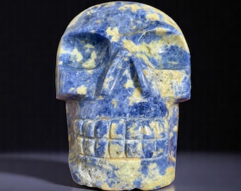 Hand-Carved Sunset Sodalite Crystal Skull: Brazilian Artisan Carving
