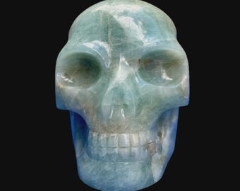 Aquamarine Crystal Skull - 0.96 Kg - Hand-carved in Brazil
