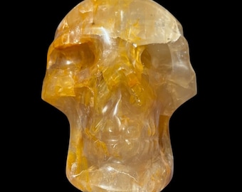 Golden Healer Crystal Skull with Rainbows