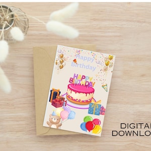 Wunderschöne Geburtstagskarte zum selbst ausdrucken | Digitaler Download | Lustiges, niedliches oder elegantes Design | Sofort Download