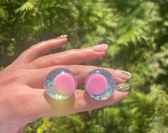 "Handgemachte Glitzer Sinker Sicherheitsaugen ""Cloudy Skies"" für Amigurumi Offset Schüler