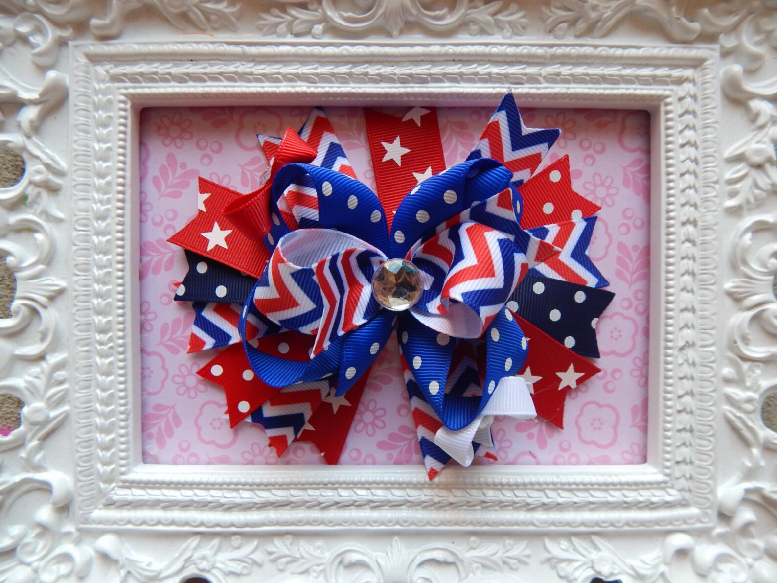 4th of July Hair Bow Fourth of July Over the Top Hair Bow Etsy