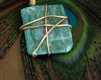 Handcrafted Ruby Fuchsite Necklace Pendant: Rustic Stone Pendant