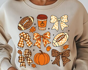 Fall Football PNG: Leopard Bows, Pumpkin Spice, Game Day (Digital Download)