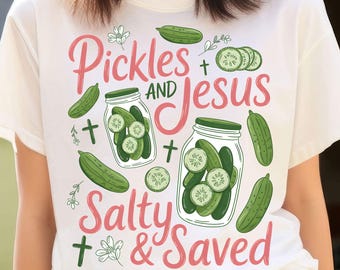 Gurken und Jesus PNG, Salty & Saved Christian, Gurkenglas, Faith Humor (Digitaler Download