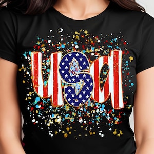 USA Patriotic PNG, American Flag Letters Design, Red White Blue Stars Stripes (Digital Download)
